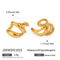 Wasserfeste goldene Edelstahl-Ohrclips mit genauen Maßen und einem Gewicht von 2,8g - Mehrschichtiger Wellenlinien-Stil (JDEW2411022)