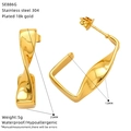 Specificaties van gedraaide gouden oorbellen van waterbestendig 18K verguld roestvrij staal - Gedraaide geometrische stijl (SE886G)