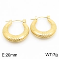 20mm 18K gold plated stainless steel U-shaped hoop earrings with snake skin pattern - Gold Snake Texture U-Shape Style (KE112454-KFC)