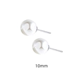 Pendientes de perlas blancas redondas de 10mm en plata de ley 925 estilo minimalista - Plata 925 / 10mm