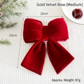 Velvet medium Christmas bow ornament in burgundy red with gold wire detail, 18x23cm - Wine Red (Medium)