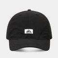 Close-up of quick-dry baseball cap featuring a white O.Y.X mountain logo patch - Adjustable / Black