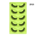 Close-up of ZF25 cat-eye false eyelashes in five pairs with thick and curled black fibers - Dense Curled Design (ZF25)
