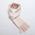 Pale pink long scarf for women with elegant tassel trim and soft cashmere feel - Cream