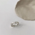 Irregular wavy textured S925 sterling silver ring with minimalist aesthetic on white surface - JZ0408 (Wave Texture)