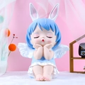 Blue rabbit-eared angel girl resin ornament with wings and sleeping expression - 1121-26 Super Large Deep Blue