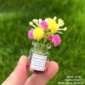 Miniature glass flower vase with yellow pink petals and colorful stones for desktop decor - [Luminous Stone] Yellow + Rose Red Vase