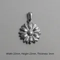 Silver stainless steel sunflower pendant variant showing 22mm dimensions and 3mm thickness - Sunflower Shape Pendant (P00081S)