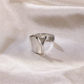 Polished silver adjustable open ring featuring minimalist capital letter Y design - Letter Y / Silver