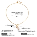 Goldene Edelstahlperlenkette mit Zirkonia-Anhänger wasserdicht und hypoallergen - Klarer Edelstein (JDN0303030-4)