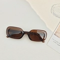 Retro rectangular brown translucent sunglasses with dark lenses for a vintage fashion style - Transparent Dark Tea