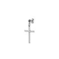 Minimalist silver steel stud earrings featuring a cross pendant and small ball chain design - Style A / Steel