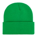 Classic bright green knit beanie hat for outdoor winter warmth and comfort - One Size / Green