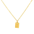 18k gold plated stainless steel rectangle pendant necklace with white zircon accents - Letter I(S-N150-I)