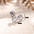 Silver bow stud earring with zircons and rainbow stone, size 5mm x 10mm - White (A266-1)