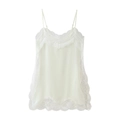 Elegante top lencero de satén blanco con encaje delicado y finos tirantes ajustables - S / Blanco