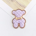 Ciondolo a forma di orsetto viola trapuntato con fiocco dorato per accessori fai-da-te - Orso con Fiocco(D1653) / Viola