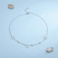 Collana minimalista in acciaio inossidabile argento con stelle cave e chiusura a moschettone - Argento