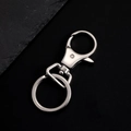 Polierter silberner Edelstahl Schlüsselanhänger mit Karabiner und flachem Ring - Silberner Dreh-Karabinerverschluss (E618)