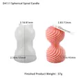 Dettagli dimensioni stampo in silicone candela a spirale e prodotto finito rosa - D4111-Stampo per Candela a Spirale Sferica