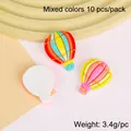 Hot air balloon resin charms in pastel colors for DIY phone cases and hair accessories - 10pcs/Pack / Mixed Color Rainbow Balloon