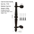Vintage black cast iron door handle set with mounting screws for cabinets and doors - 7140 Style / Black