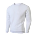Schmal geschnittenes Herren-Sweatshirt mit weißem Waffel-Struktur-Gewebe und Rundhals - S / Oberteile / Weiß