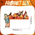 Detailed size specifications for a retro wooden Halloween door corner sign with vintage kids - MZ784A Left