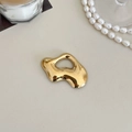 Elegant gold fluid irregular brooch pin with a polished finish and hollowed design - 13# Irregular Gold Hollow Brooch