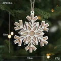 Nordic red and white double-layered wooden snowflake ornament with hemp rope hanging loop - Natural Wood Style A