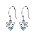 Elegant 925 sterling silver heart-shaped hook earrings with clear zircon stones - Silver Transparent Heart Style (SE343-4W)