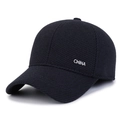 Men's navy blue baseball cap with fleece lining and metal China letter badge detail - CHINA Label Navy Blue