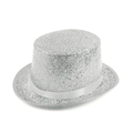 Elegante sombrero de copa con lentejuelas plateadas y cinta de raso para fiestas - Adult-58cm / Gotas De Lluvia - Plata