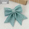 Fiocco decorativo glitterato verde acqua da 15x20cm per decorazioni natalizie - Verde