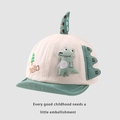 Casquette de baseball beige et gris-vert pour bébé avec dinosaure 3D mignon - 45-48 cm / Dinosaure à Antennes Vertes