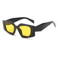 Fashionable retro cat-eye kids sunglasses with thick black frames and yellow lenses - Matte Black Frame Yellow Lens