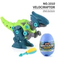 DIY Velociraptor buildable dinosaur toy with assembly tools and blue storage egg - Velociraptor (Egg Pack) + Screwdriver
