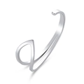 Polished silver minimalist open cuff bracelet with sleek crossing spiral design - Cross Spiral / White K/Silver