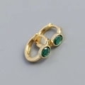 S925 silver minimalist gold hoop earrings with oval green zircon in bezel setting - Golden Color (green Zircon)