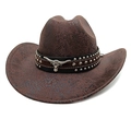 Cappello da cowboy marrone in ecopelle con trama serpente ed emblema di toro - M (56-58cm) / Caffè Serpente