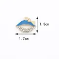 Blue enamel lip pendant with rhinestones and golden bow for DIY jewelry making - Blue Lips