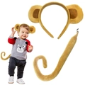 Brown plush monkey ears headband and long tail set for animal cosplay costumes - Wide Ear Monkey 2-Piece Set Yellow