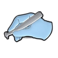 Cute light blue hand holding a baseball bat enamel pin badge for clothes decoration - Grip Bat Illustration