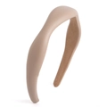 Minimalist beige leather headband with brown suede lining and high top styling - Premium Leather Apricot