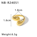 Vista dettagliata dell'anello a goccia con dimensioni 1,8cm x 1,6cm e peso 6,5g - Stile Lacrima Specchio Lucido (NB-R24051)