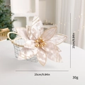 Cream-white 25cm artificial Christmas poinsettia flower with golden details in basket - Champagne Gold