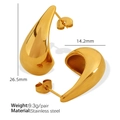 Pendientes de gota dorados de acero inoxidable con diseño geométrico minimalista - Estilo Gota Pequeño (EH313) / Dorado