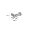 Silver stainless steel butterfly labret stud with sparkling marquise zirconia - Butterfly Style (7#) / Silver