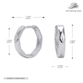 Dettaglio orecchini a cerchio esagonali in argento sterling S925 con specifiche taglie - Argento