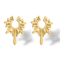 Unregelmäßige geometrische Sonnenohrringe in Gold-Finish mit funkelndem Kristallbesatz - Sonnenstrahl-Zirkonia-Stil